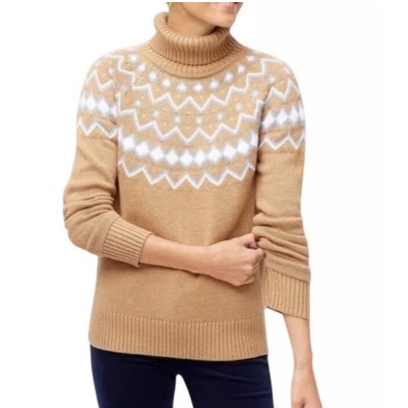 NWT J. Crew Fair Isle Turtleneck Sweater Sz L - Picture 1 of 7